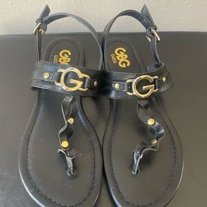 Guess Black Sandals with Gold Details
